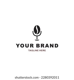 coffee logo with stand mic suitable for your coffee shop