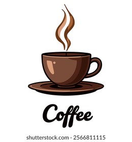 Coffee logo with a steaming cup for cafes, coffee shops, and beverage branding