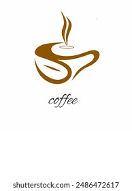 Das Kaffee-Logo ist noch heiß und es gibt ein Bild von Kaffeebohnen in der Tasse