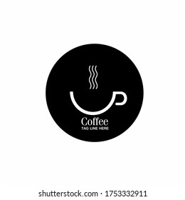 Coffee logo and tea glass logo design concept template vector.