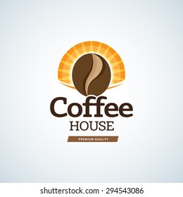 Coffee logo template. Cafe house logotype template. Cafe emblem sign. Cafeteria symbol. Vector illustration.