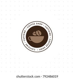 Coffee logo template. Caffeine logotype. Vintage vector coffee logo and label. Retro vintage insignia. Retro coffee badge. Vector illustration