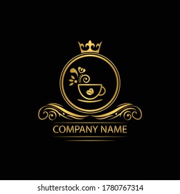 coffee logo template caffeine luxury royal vector company  decorative emblem with crown  