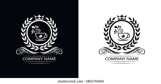 coffee logo template caffeine luxury royal vector company  decorative emblem with crown  