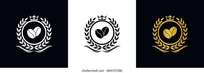Coffein-Logo-Vorlage luxuriöse königliche Vektorfirma dekoratives Emblem mit Krone  