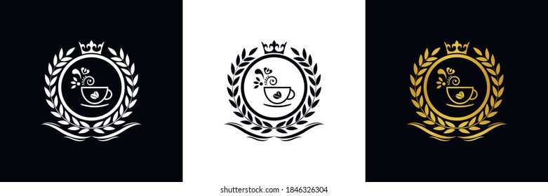 coffee logo template caffeine luxury royal vector company  decorative emblem with crown  