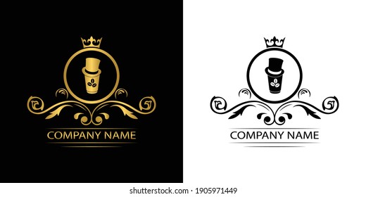 planilla de logo café cafeína lujo vector real marca decorativa emblema con corona  