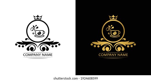 coffee logo template caffeine luxury royal vector company  decorative emblem with crown  