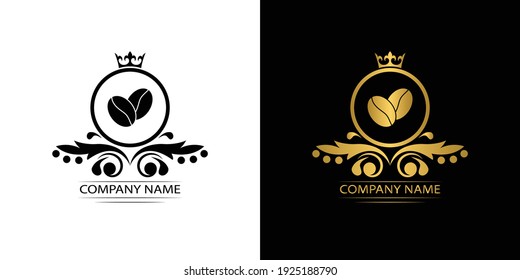 coffee logo template caffeine luxury royal vector company  decorative emblem with crown  