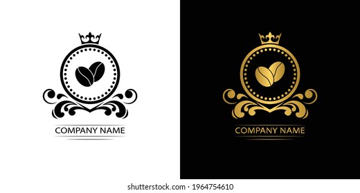 coffee logo template caffeine luxury royal vector company  decorative emblem with crown  