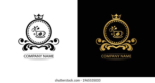 coffee logo template caffeine luxury royal vector company  decorative emblem with crown  