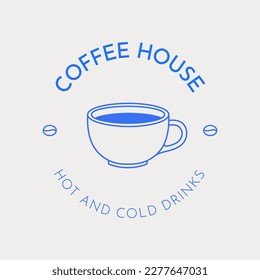 Coffee logo template. Coffee cup. Line art, retro. Vector illustration for coffee shops, cafes, and restaurants.