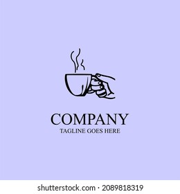 Diseño de plantillas de logotipo de café. Icono Sujetando una taza de café - vector