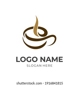 coffee logo template flat brown color style