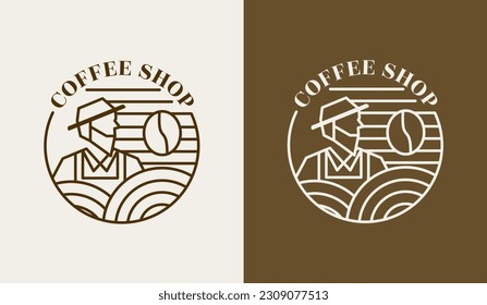 Coffee logo template in flat vector template line style