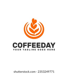 coffee logo template with heart presentation