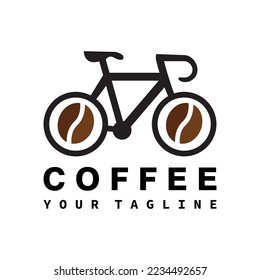 Coffee Logo Template, Morning Ride Concept Using Bicycle and Coffee bean Icon
