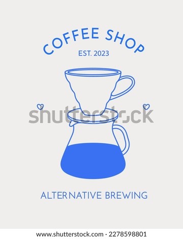 Coffee logo template. Pour over. Line art. Vector illustration for coffee shops, cafes, and restaurants.