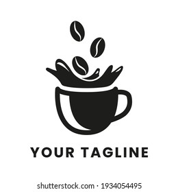 coffee logo template with some coffe beans and a cup of coffee, this logo is suitable for a coffee business