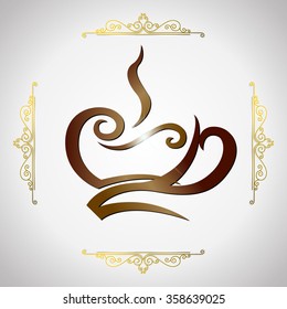 coffee logo template with stylized cup
