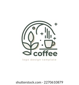 Coffee logo template vector icon illustration design. Coffee shop logotype concept. Monoline Style