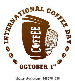 Coffee logo templates. Abstract two colors International coffee day logo templates for your design. Badges, labels, banners , business templates. Vector illustration isolated on white background