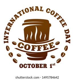 Coffee logo templates. Abstract two colors International coffee day logo templates for your design. Badges, labels, banners , business templates. Vector illustration isolated on white background