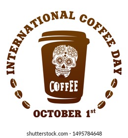 Coffee logo templates. Abstract two colors International coffee day logo templates for your design. Badges, labels, banners , business templates. Vector illustration isolated on white background