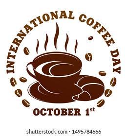 Coffee logo templates. Abstract two colors International coffee day logo templates for your design. Badges, labels, banners , business templates. Vector illustration isolated on white background