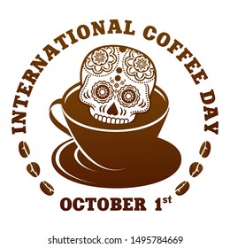 Coffee logo templates. Abstract two colors International coffee day logo templates for your design. Badges, labels, banners , business templates. Vector illustration isolated on white background
