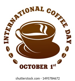 Coffee logo templates. Abstract two colors International coffee day logo templates for your design. Badges, labels, banners , business templates. Vector illustration isolated on white background