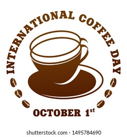 Coffee logo templates. Abstract two colors International coffee day logo templates for your design. Badges, labels, banners , business templates. Vector illustration isolated on white background