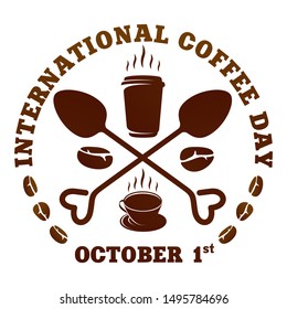 Coffee logo templates. Abstract two colors International coffee day logo templates for your design. Badges, labels, banners , business templates. Vector illustration isolated on white background