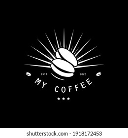 Coffee logo templates design elements with beans. Vintage Logotypes collection for coffee shop, cafe, restaurant. Vector illustration. Hipster and retro style. Design vector icon