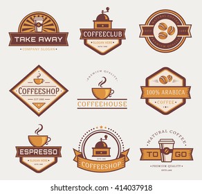 Coffee logo templates. Set of labels for coffee shop or cafe. Logotypes isolated on white background. Vector collection.