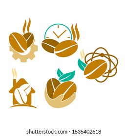 Coffee Logo Time Gear Home Hand Technology Template Icon Set