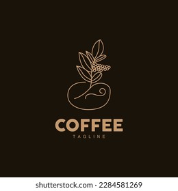 Coffee Logo, Coffee Tree Design, Cafe Drink Vector, Icon Brand Illustration Symbol