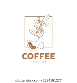 Coffee Logo, Coffee Tree Design, Cafe Drink Vector, Icon Brand Illustration Symbol