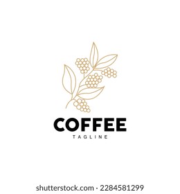 Coffee Logo, Coffee Tree Design, Cafe Drink Vector, Icon Brand Illustration Symbol