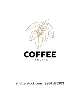 Coffee Logo, Coffee Tree Design, Cafe Drink Vector, Icon Brand Illustration Symbol