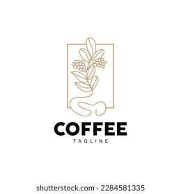 Coffee Logo, Coffee Tree Design, Cafe Drink Vector, Icon Brand Illustration Symbol