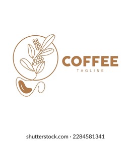 Coffee Logo, Coffee Tree Design, Cafe Drink Vector, Icon Brand Illustration Symbol