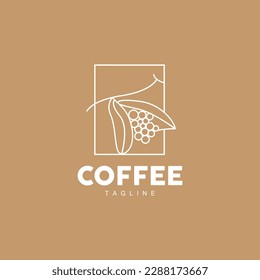 Coffee Logo, Coffee Tree Design, Cafe Drink Vector, Icon Brand Illustration Symbol