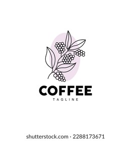 Coffee Logo, Coffee Tree Design, Cafe Drink Vector, Icon Brand Illustration Symbol