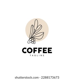 Coffee Logo, Coffee Tree Design, Cafe Drink Vector, Icon Brand Illustration Symbol