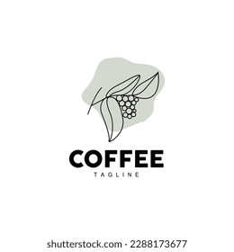 Coffee Logo, Coffee Tree Design, Cafe Drink Vector, Icon Brand Illustration Symbol