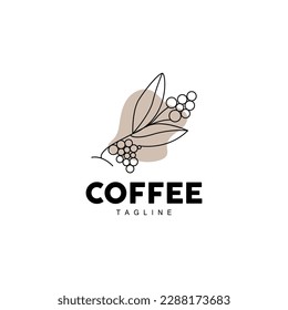 Coffee Logo, Coffee Tree Design, Cafe Drink Vector, Icon Brand Illustration Symbol