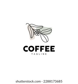 Logo del café, diseño del árbol del café, vector de bebidas del café, símbolo de la ilustración de la marca del icono