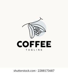 Coffee Logo, Coffee Tree Design, Cafe Drink Vector, Icon Brand Illustration Symbol