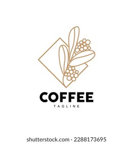 Coffee Logo, Coffee Tree Design, Cafe Drink Vector, Icon Brand Illustration Symbol